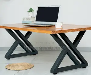 Study Table: Heavy Duty Metal Legs Wooden Table