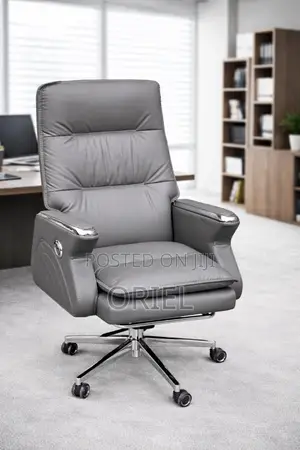 Office Chair : Grey Leather Director's Executive Office Seat
