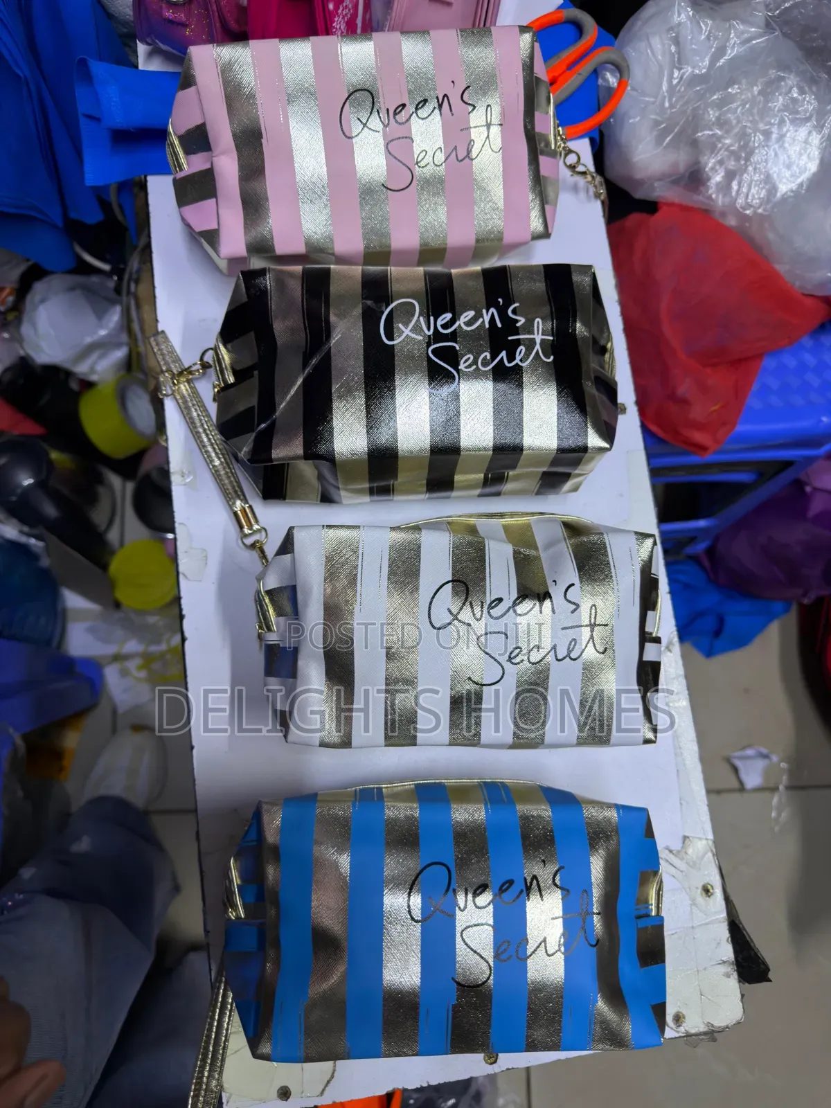 Stylish Striped Makeup Pouches_y