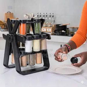 Rotating Spice Rack 360° Rotation With 18pcs Glass Jars