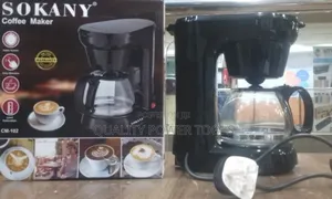 Black Sokany Cm-102 Drip Coffee Maker With a Glass Carafe.