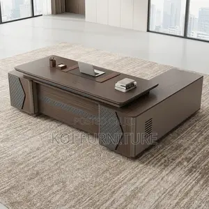 Office Desk :2.4m Vero Executive Desk in Wood Finish With Fixed Return