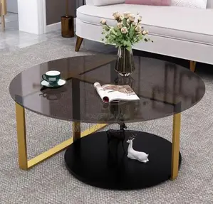 Centre Table: Round Glass Coffee Table With Stainless Steel Frame