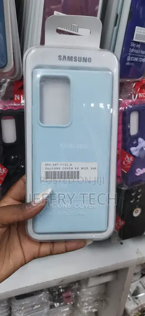 Samsung Galaxy Note 20 Ultra Silicone Cover in a Light Blue Color.