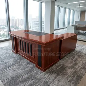 Office Desk : 1.8m Luxurious Mahogany L-Shaped Executive Office Desk