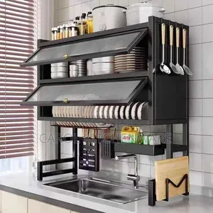 85 Cm Over the Sink Double Dish Rack With Lid