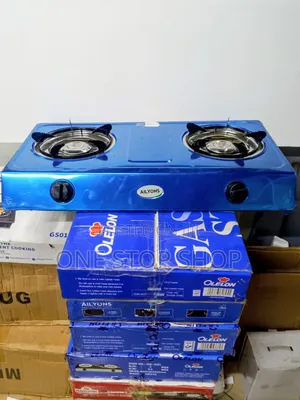 2 Burner Blue Metallic Gas Table Top Burner