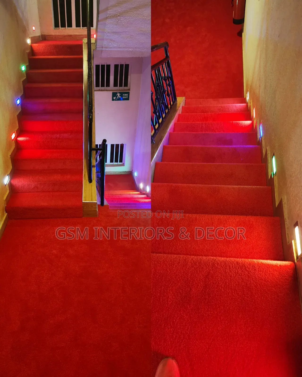Wall to Wall Carpets on Stairs With Warm.Lighting