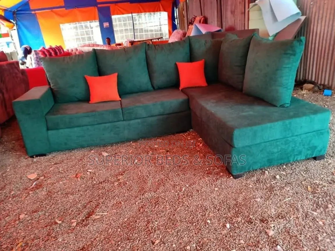 Green L-Shaped Corner Sofa 5 Seater