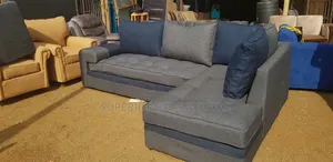Grey L-Shaped Fabric Sofa 6-Seater