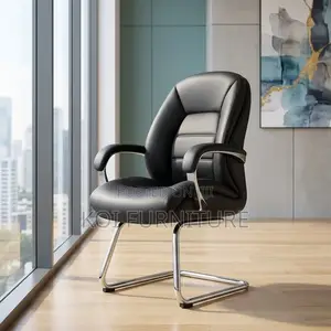 Office Chair : Black Executive Leather Office Visitor Chair