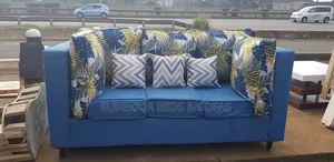 Blue Fabric 3 Seater Sofa