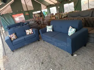 Blue Fabric Sofa Set 5 Seater Set