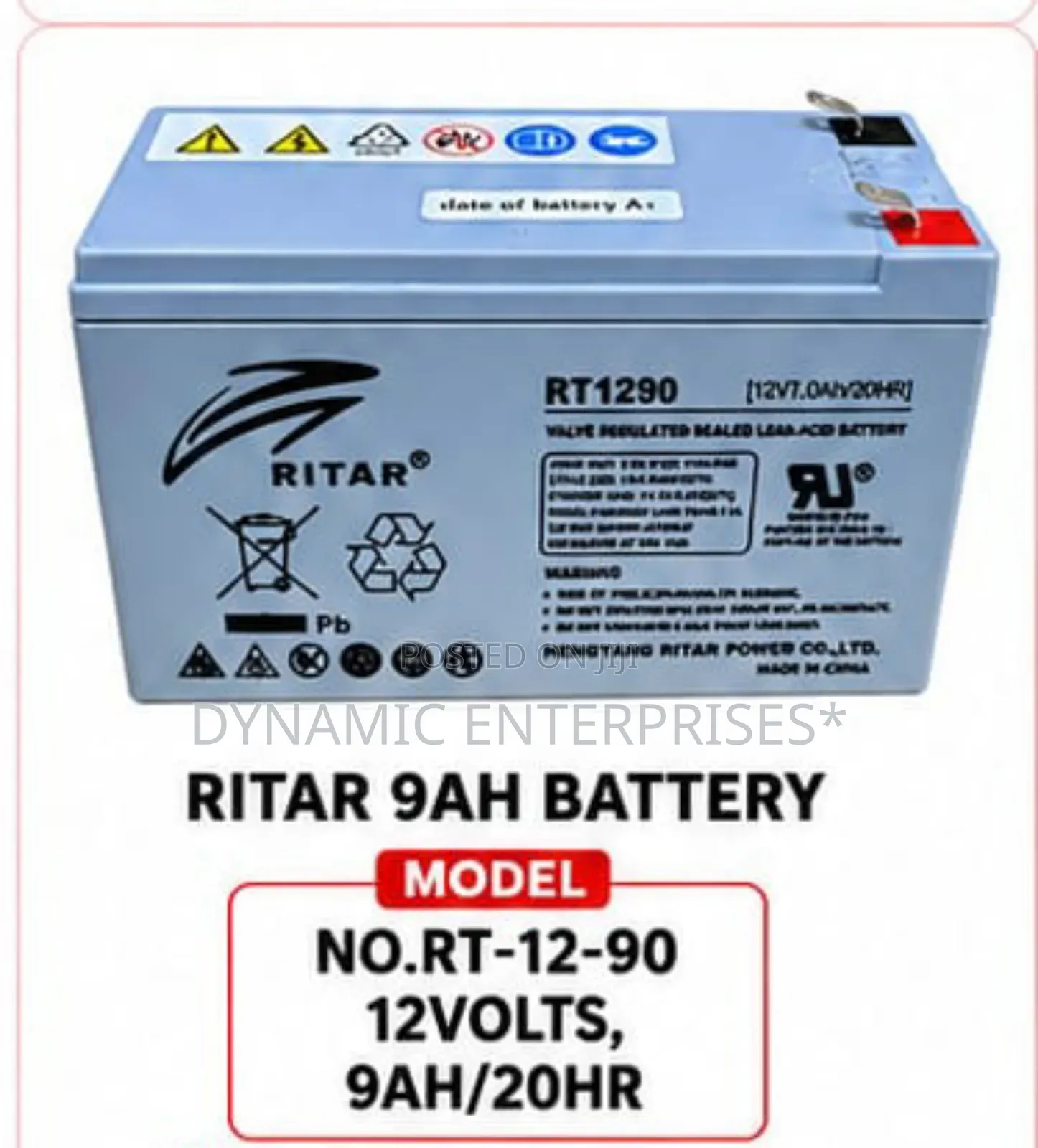 Ritah 9ah Battery Rt12-90/12vlts