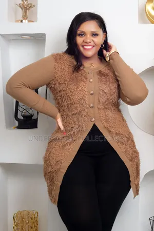 Ladies Button Up Sweaters With Decorative Fur
