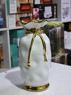 Modern Ceramic Vase With Golden Cherry Design :22*8*19cm Tet