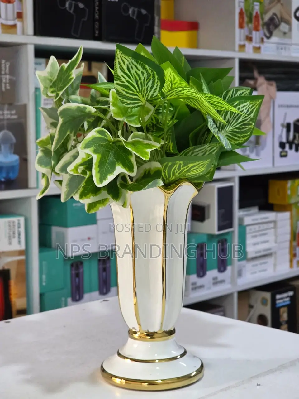 Modern Ceramic Vase With Golden Cherry Design :22*8*19cm Tet
