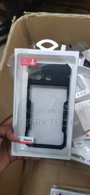 Google Pixel 8 Airbags Bumper Transparent Back Case Cover Black
