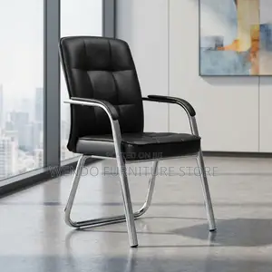 Office Chair : Black Executive Visitor Chair -Chrome Cantilever Frame