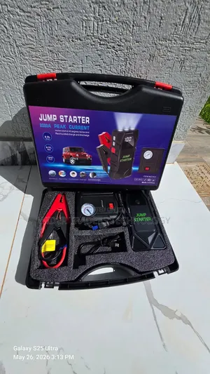 Portable 12v Jump Starter Kit With a Built-in Air Compressor