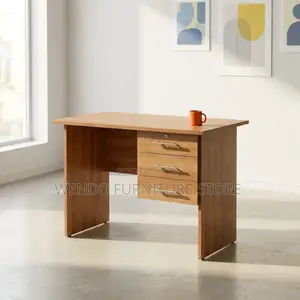 Office Desk : 1.2m Modern Brown Wood Office Desk With Three Drawers,