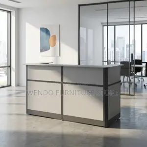 Office Desk : Modern White and Gray Laminate Office Reception Desk
