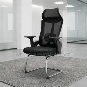 Office Chair : Black High-Back Mesh Office Cantilever Chair