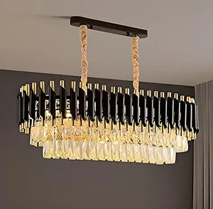 Modern Black and Gold Rectangular Chandelier