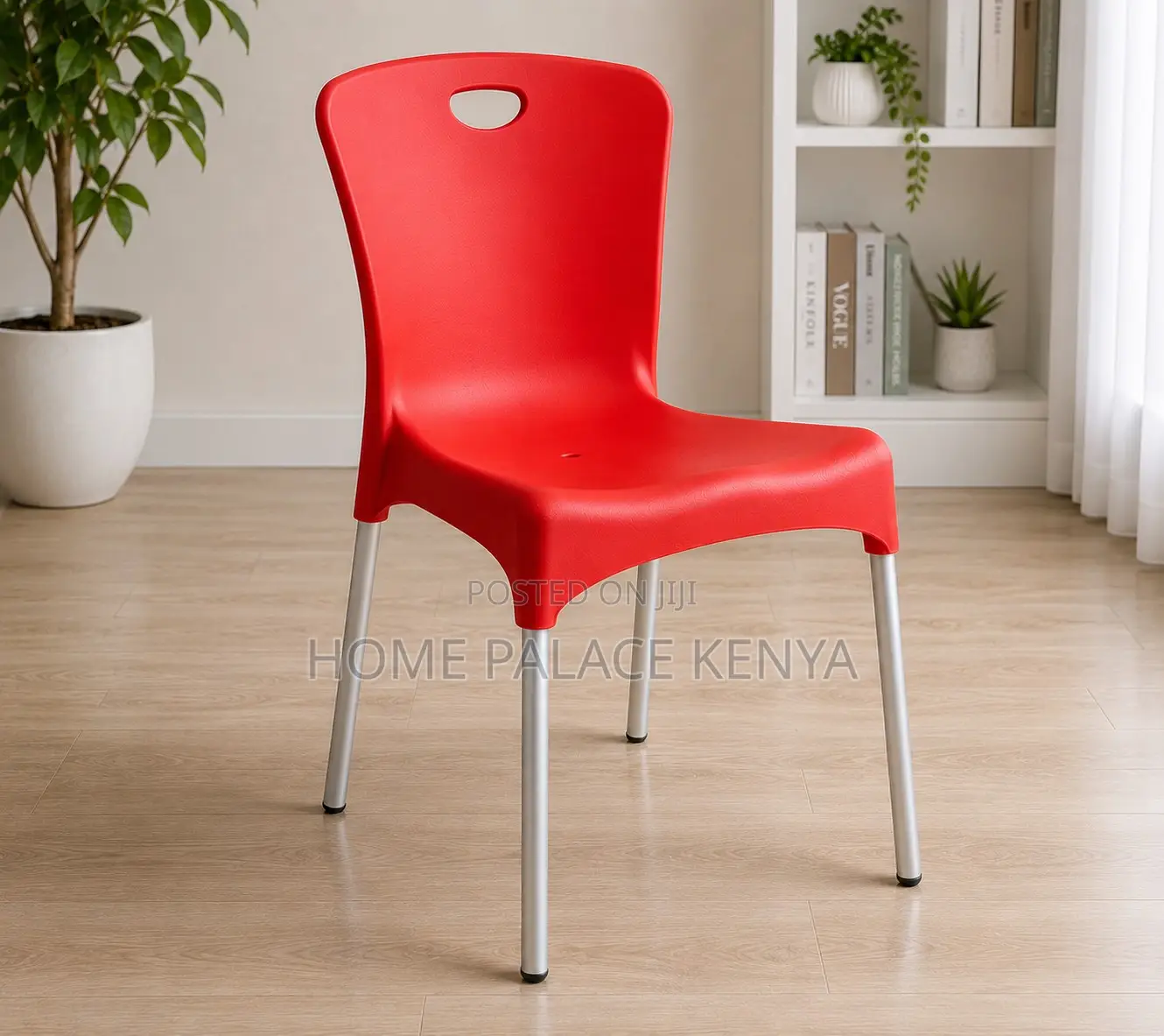 Plastic Chair: Stackable Plastic Dining Chair With Aluminium Legs