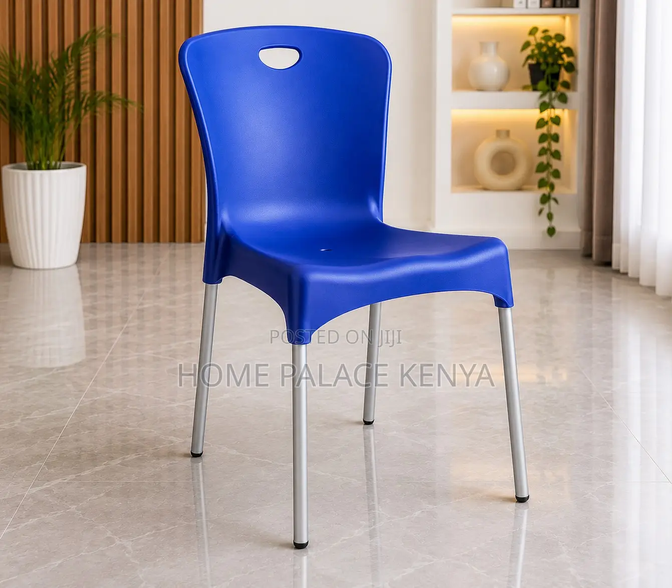 Plastic Chair: Stackable Plastic Dining Chair With Aluminium Legs