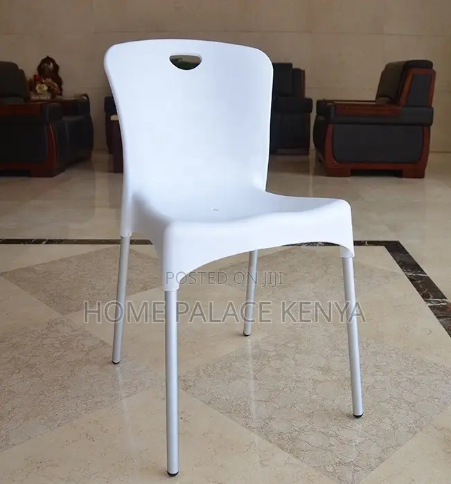 Plastic Chair: Stackable Plastic Dining Chair With Aluminium Legs