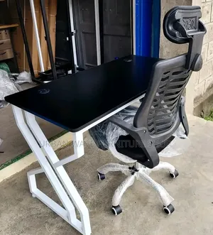 Black Top, White Double Metallic Stands+Head Support Chair