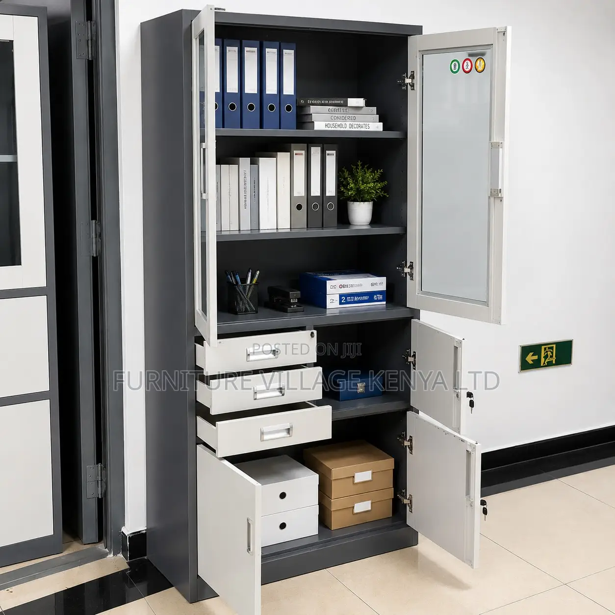 Office 2 Door Storage With Safe.