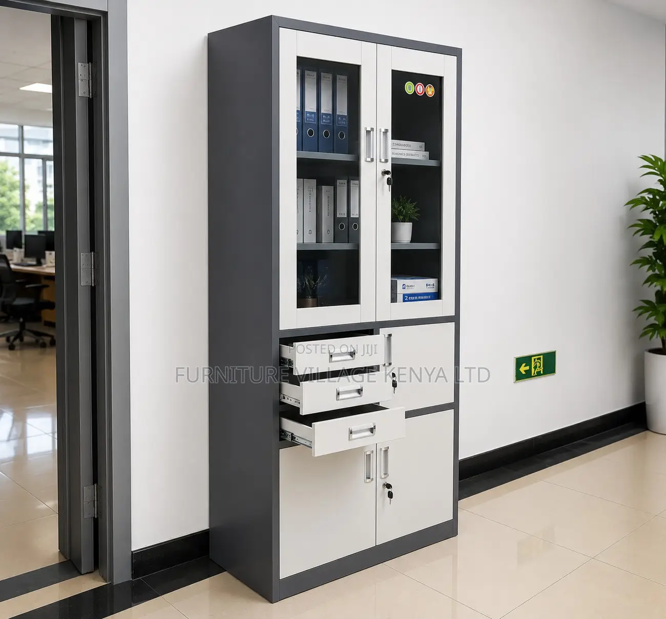 Office 2 Door Storage With Safe.