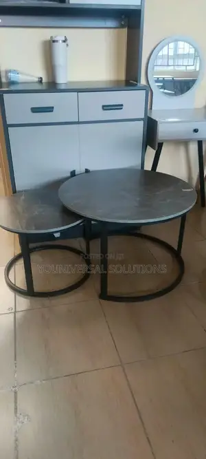 Grey Nesting Coffee Table Marble Effect (Mdf)