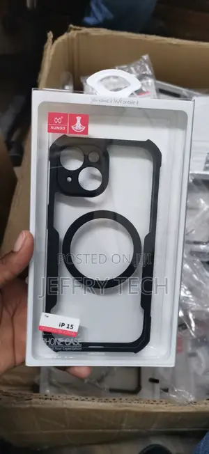 iPhone 15 Transparent Back and Black Shockproof Bumper Cover