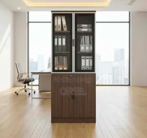 Office Cabinet : Glass Wood 2-Door Office Storage Cabinet