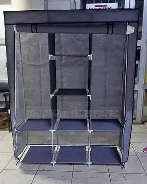 Wardrobe,3 Column Heavy-Duty Portable Metal Closet