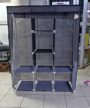 3 Column Metallic Wardrobe Modern Grey Metallic Storage Wardrobe