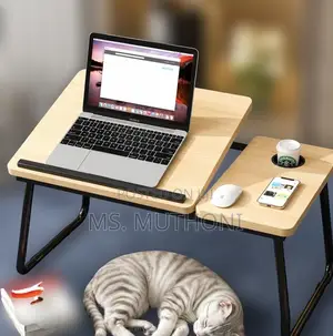 Practical Foldable Laptop / Breakfast Table With a Built-in Cup Slot