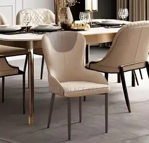 Dining Chair; Modern Upholstered Leather Dining Chair With Metal Legs
