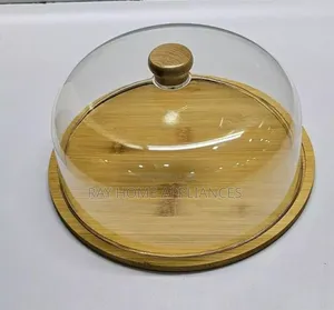 High Quality Bamboo Base Cake/Fruit Stand With Cover 30cm