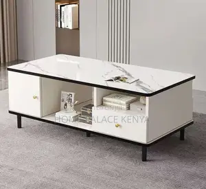 Household Table; Marble Top Coffee Table With Wooden Frame and Storage