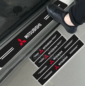 4pc Door Antiscratch Carbon Fiber Door Sill Sticker for Mitsubishi