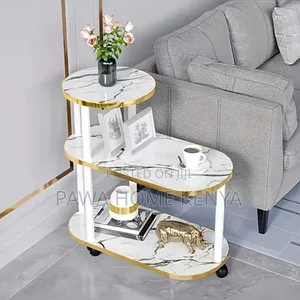 3 Layer 2 Oval Round Top Trolley Rack Table