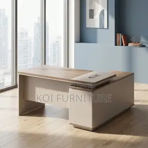 Office Desk : 1.6m Modern Executive Office Desk in a Beige Finish