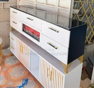 Modern Executive Tv Stand With a Functional Fire Place