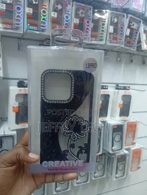 iPhone 13 Pro Case Featuring a Black Diamond Glitter Finish