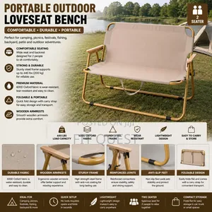 Portable Outdoor Folding Loveseat Bench Camping Chair 2 Seater