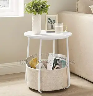 End Table: Small Coffee Table With Fabric Basket Storage